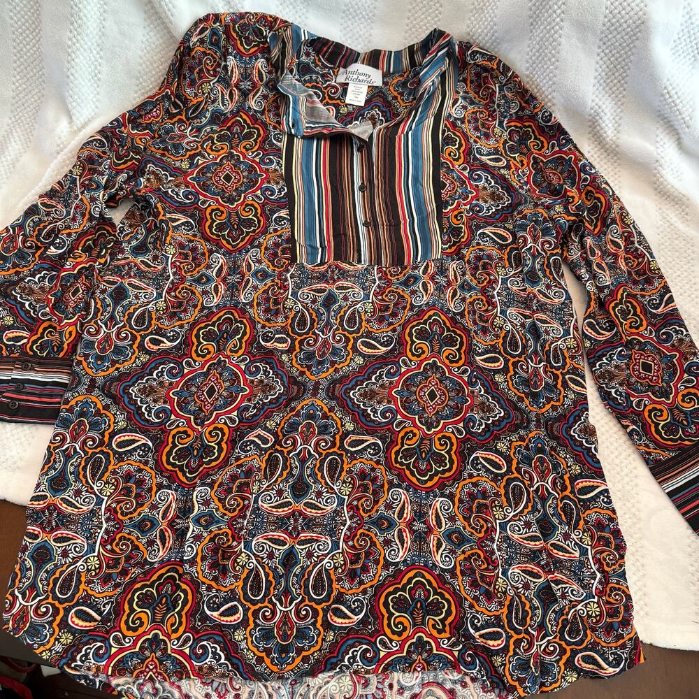new anthony richards patterned long sleeve tunic size 16W